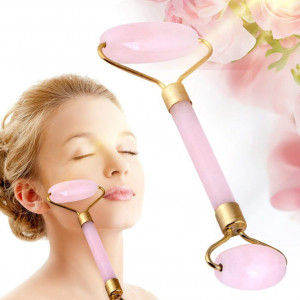 Clear quartz face massage roller | Manual Rose Quartz Jade Face Massage Roller Facial 