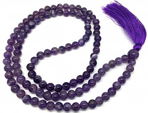 Amethyst japa mala 109 beads | size:8 mm bead