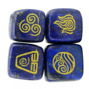 4 pcs lepis lazuli element carved stone