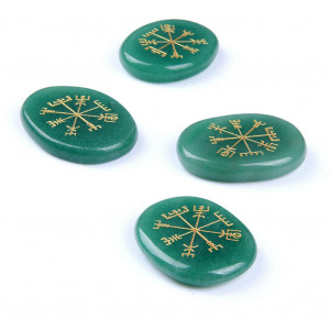 4pcs green stone compass symbol set