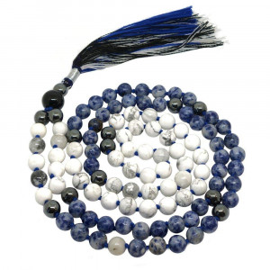 Howlite + sodalite japa mala 109 beads | size:8 mm bead