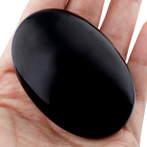 Black agate palm stone