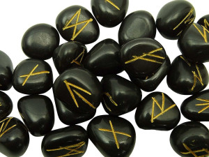 Black agate rune stone set
