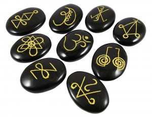 Black tourmaline 9pcs karuna symbol set