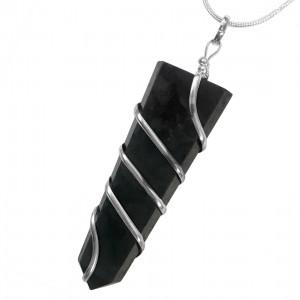 Black yournamaline wrap flat pendant