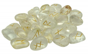 Clear quartz rune stone set