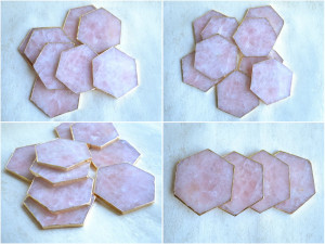 Rose quartz coasters natural stone shape and naturals stone for SELL 