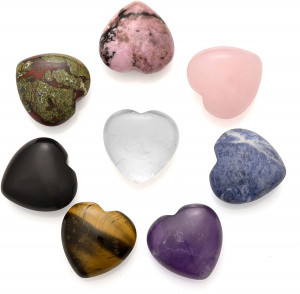 Natural crystal stone puffy heart palmstone and pocket stone size 