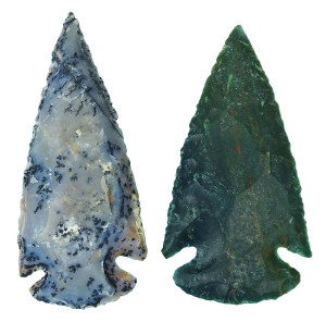 Tree and blood agate arrowheads