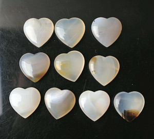White agate puffy heart