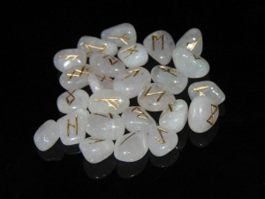 White quartz rune stone set